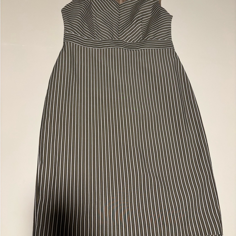 Evan Picone Black and White Striped Midi Dress
